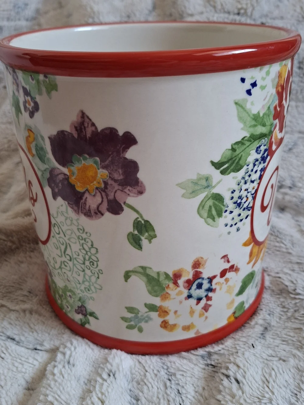 The Pioneer Woman Country Garden Stoneware Utensil Holder, 7 inch